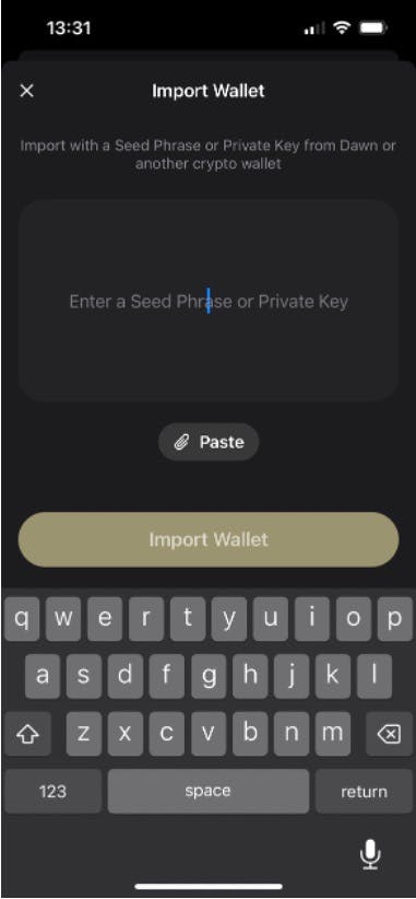 Import via your seed phrase or private key through a single interface